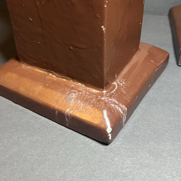 Vintage Set of 2 Hand Carved & Hand Painted Brown Wooden Elephant Totem Towers - Picture 11 of 12